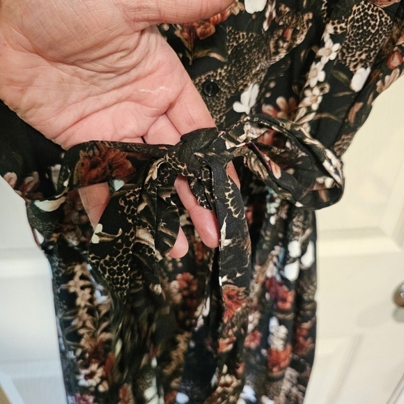 City Chic Leppard Button Down Shirt Dress Floral Animal Print - Picture 7 of 9